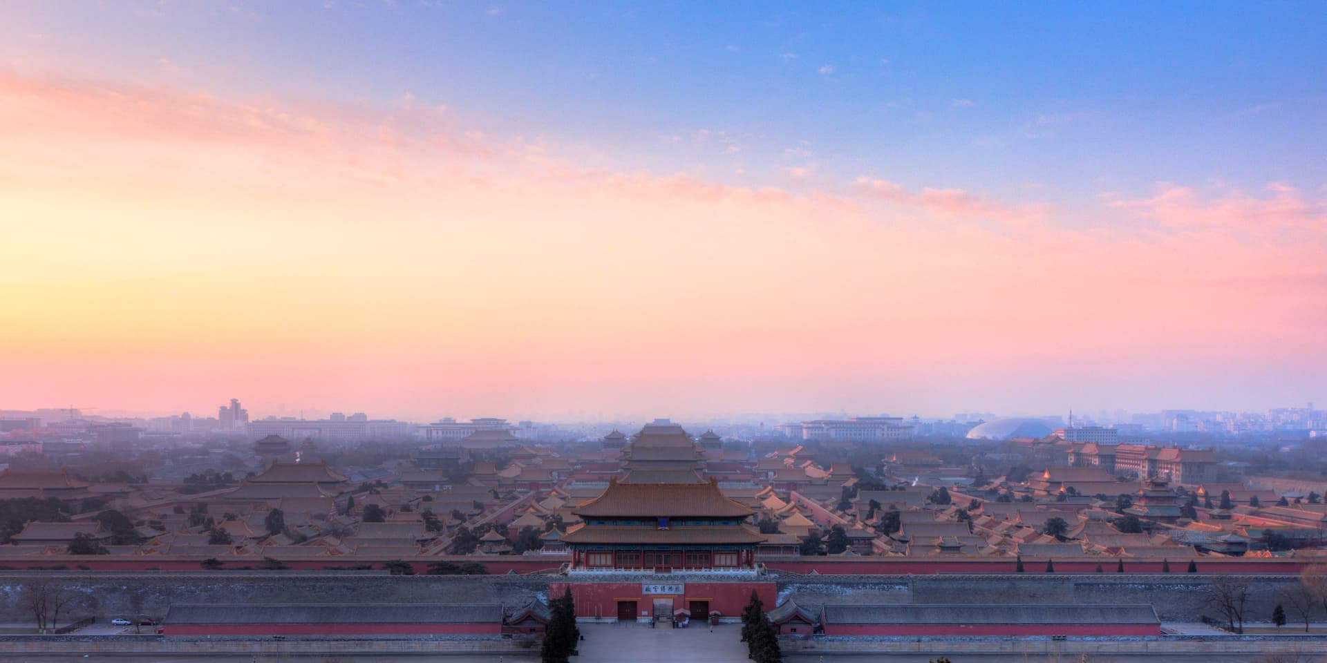 A majestic bright view over the Forbidden City in Beijing from Jingshan Park