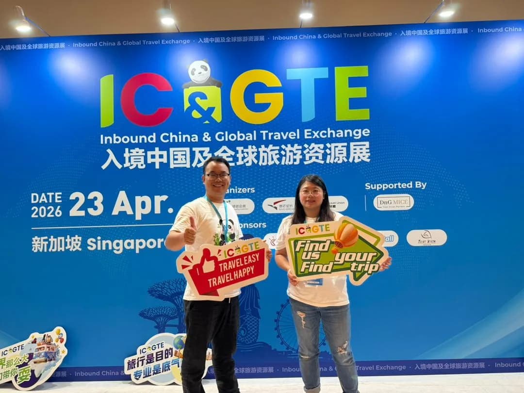 The China Prime DMC team at an international travel trade event in Singapore
