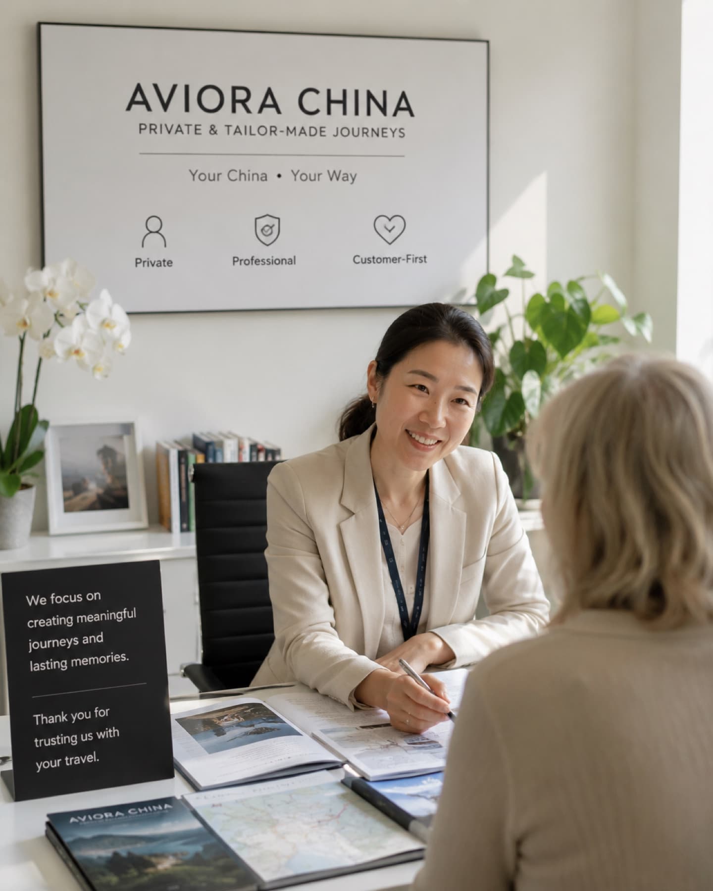 A China travel specialist discussing a private journey with a guest