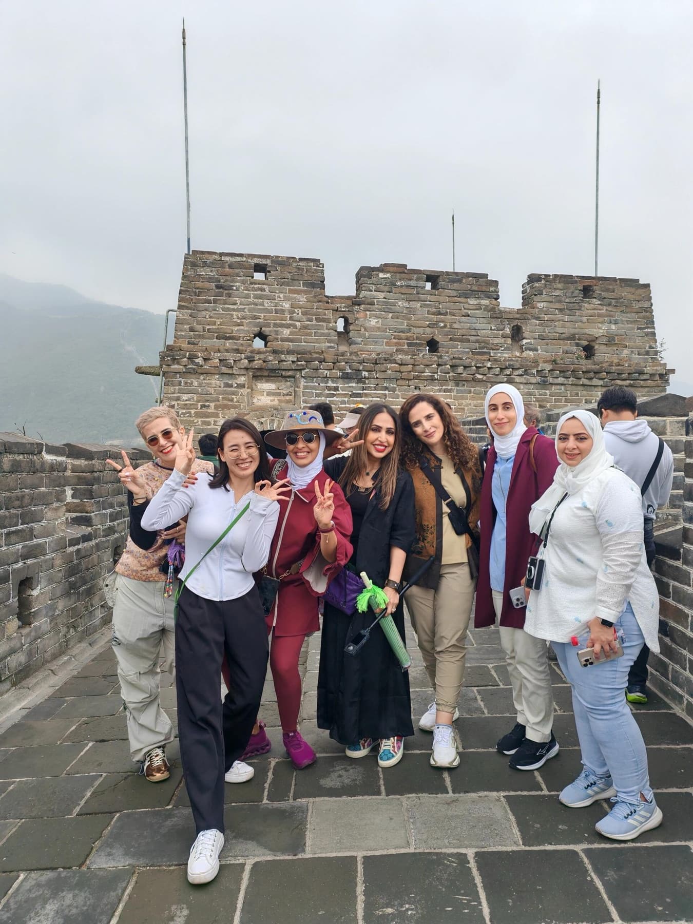 Muslim travelers visiting the Great Wall of China