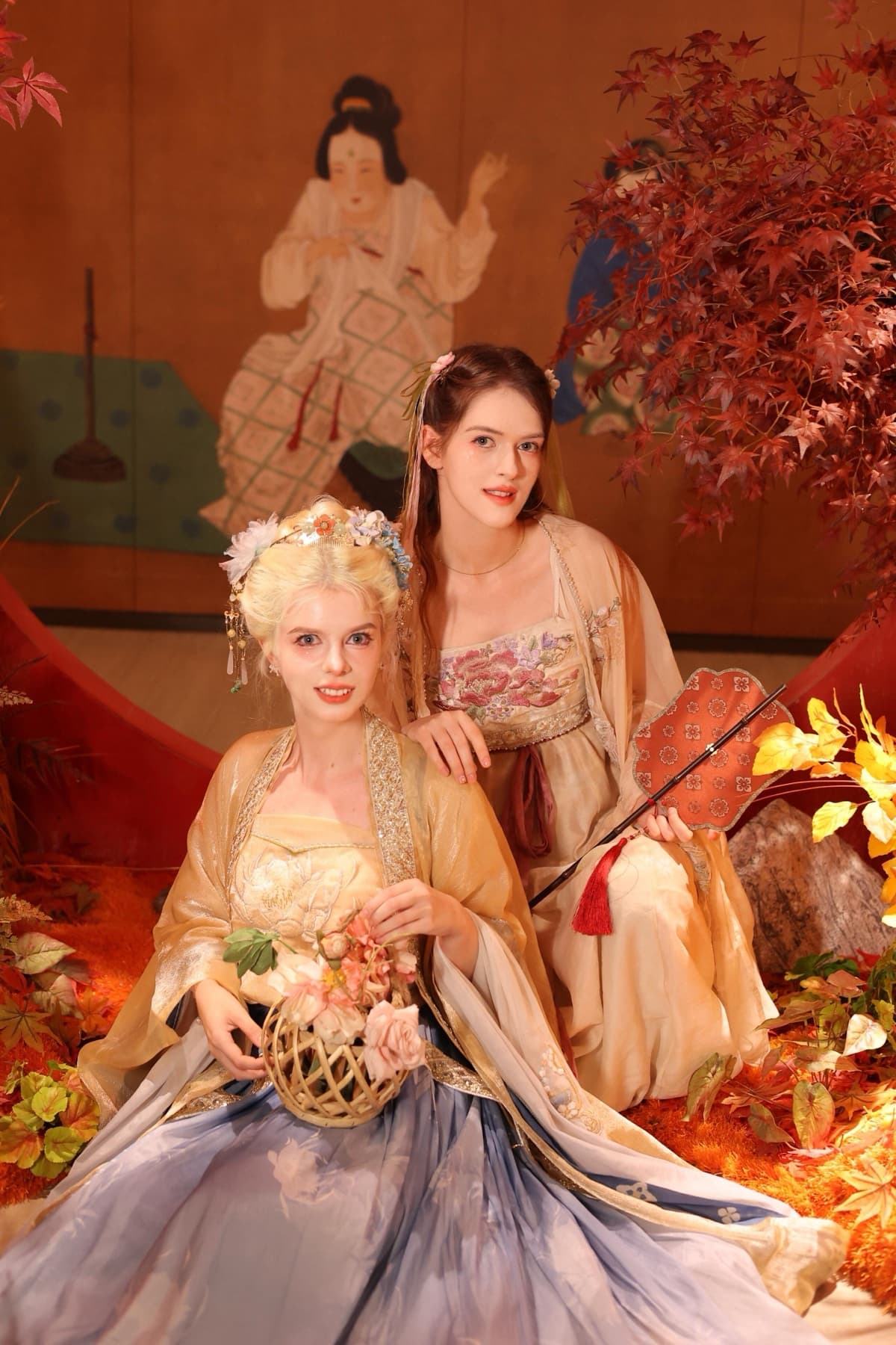 Women travelers experiencing Chinese culture in traditional dress