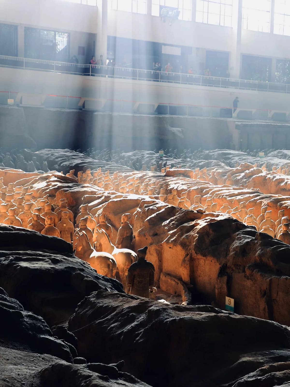 Terracotta warriors displayed inside the museum complex near Xi'an