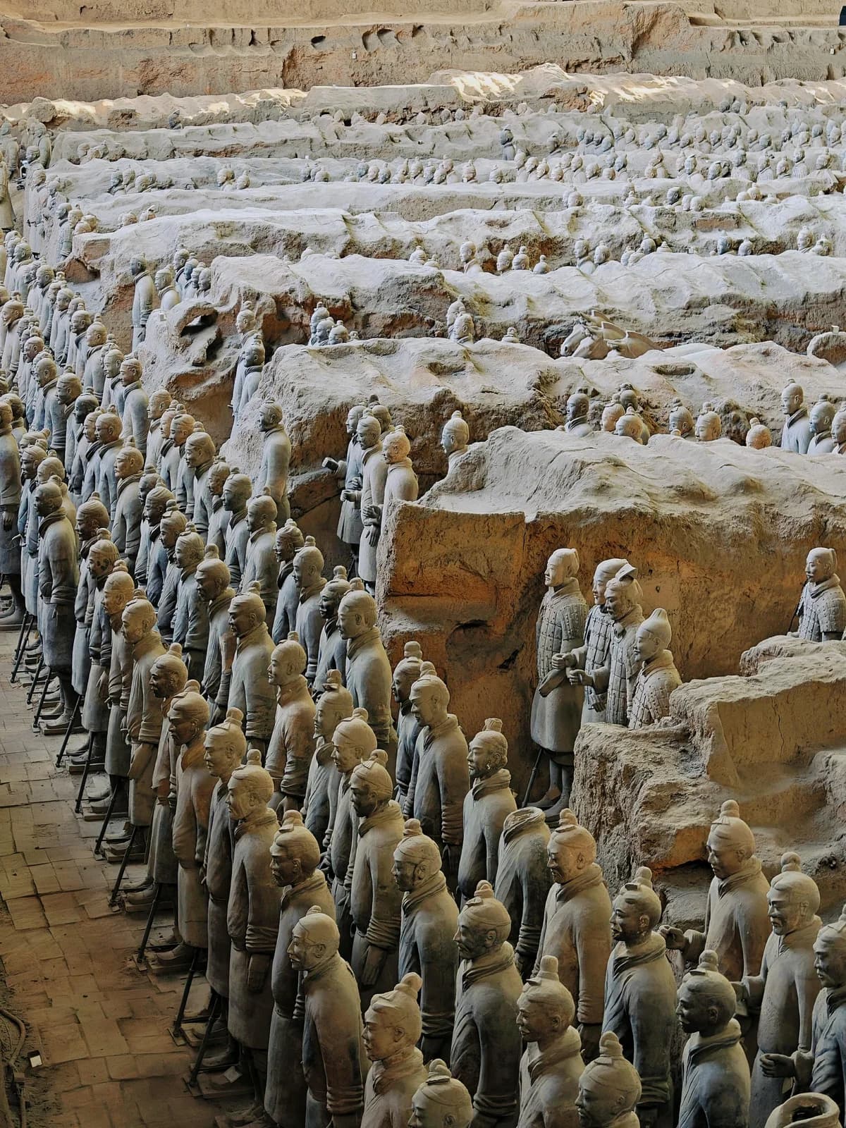 Visitors viewing the Terracotta Army from the public platform in Xi'an