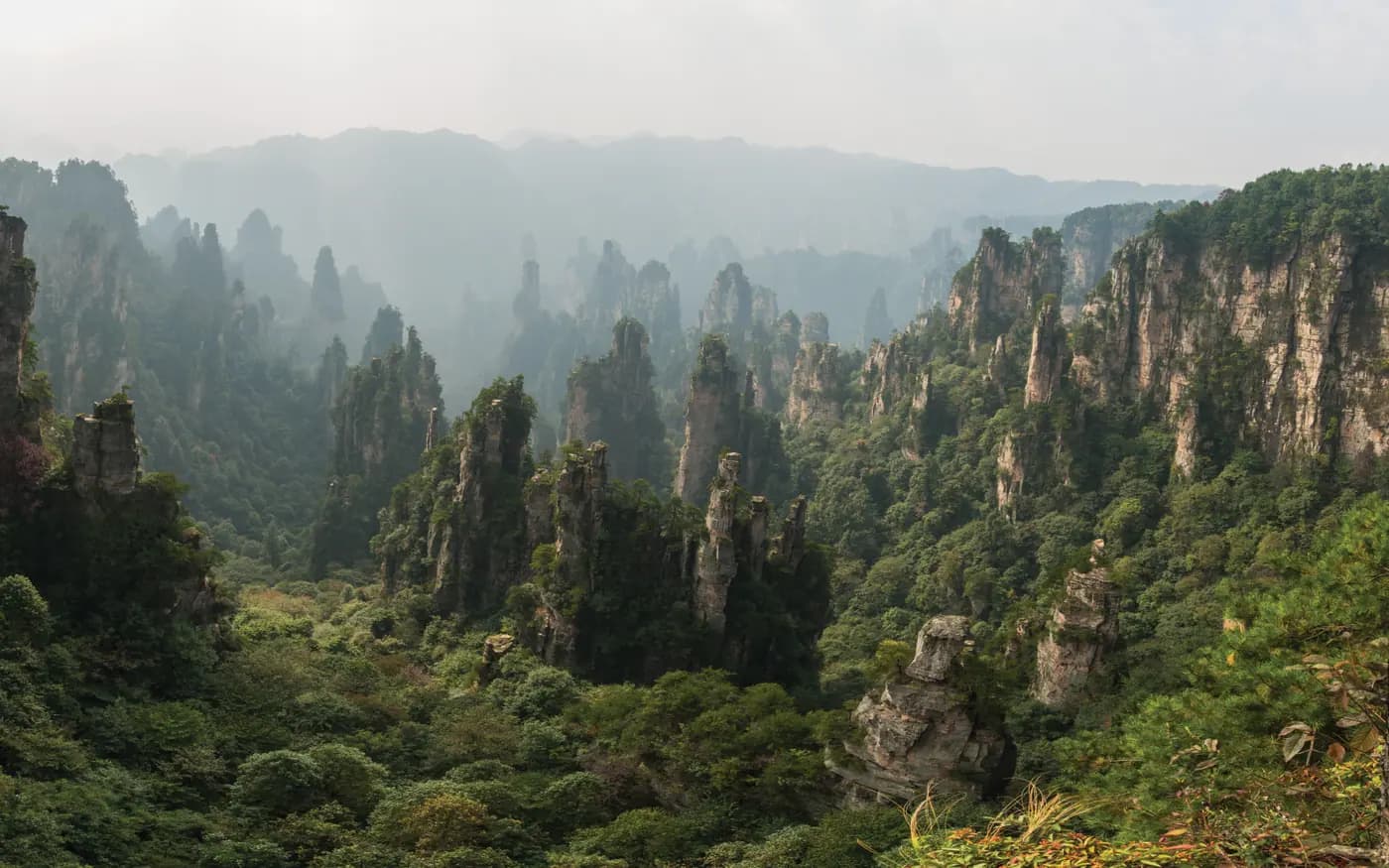 Dramatic sandstone peaks in Zhangjiajie National Forest Park