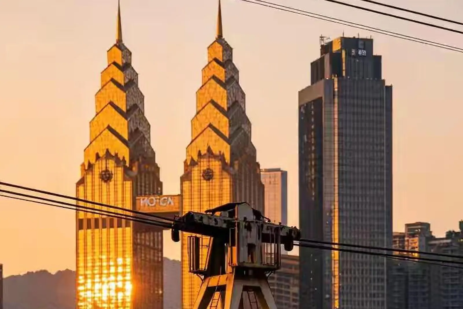 The Yangtze River cableway crossing Chongqing's dramatic cityscape