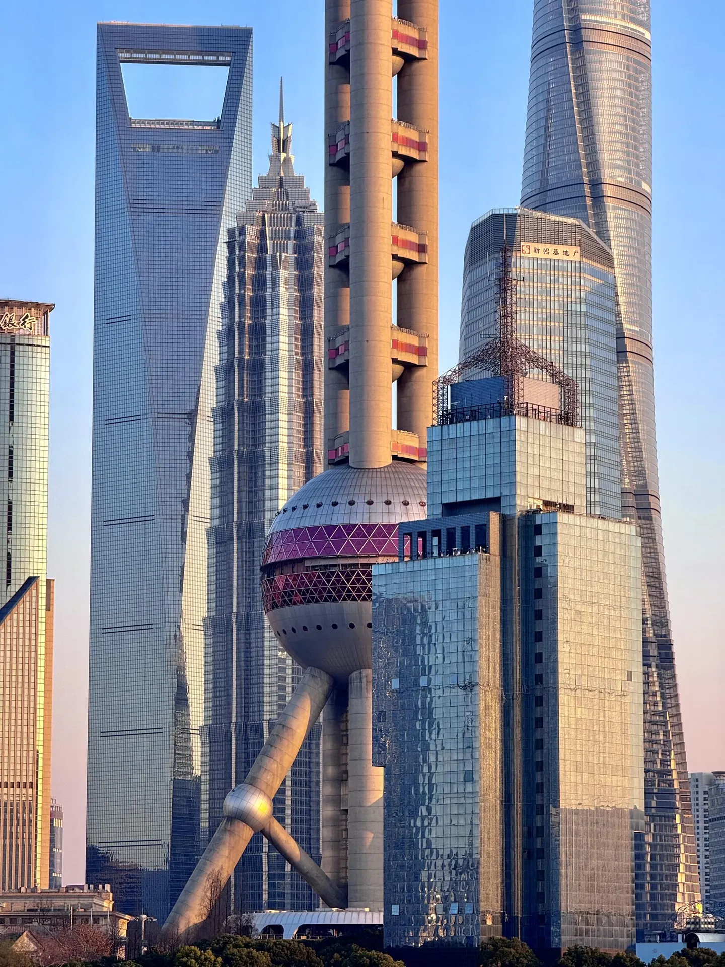 Shanghai Pudong skyscrapers in clear daylight