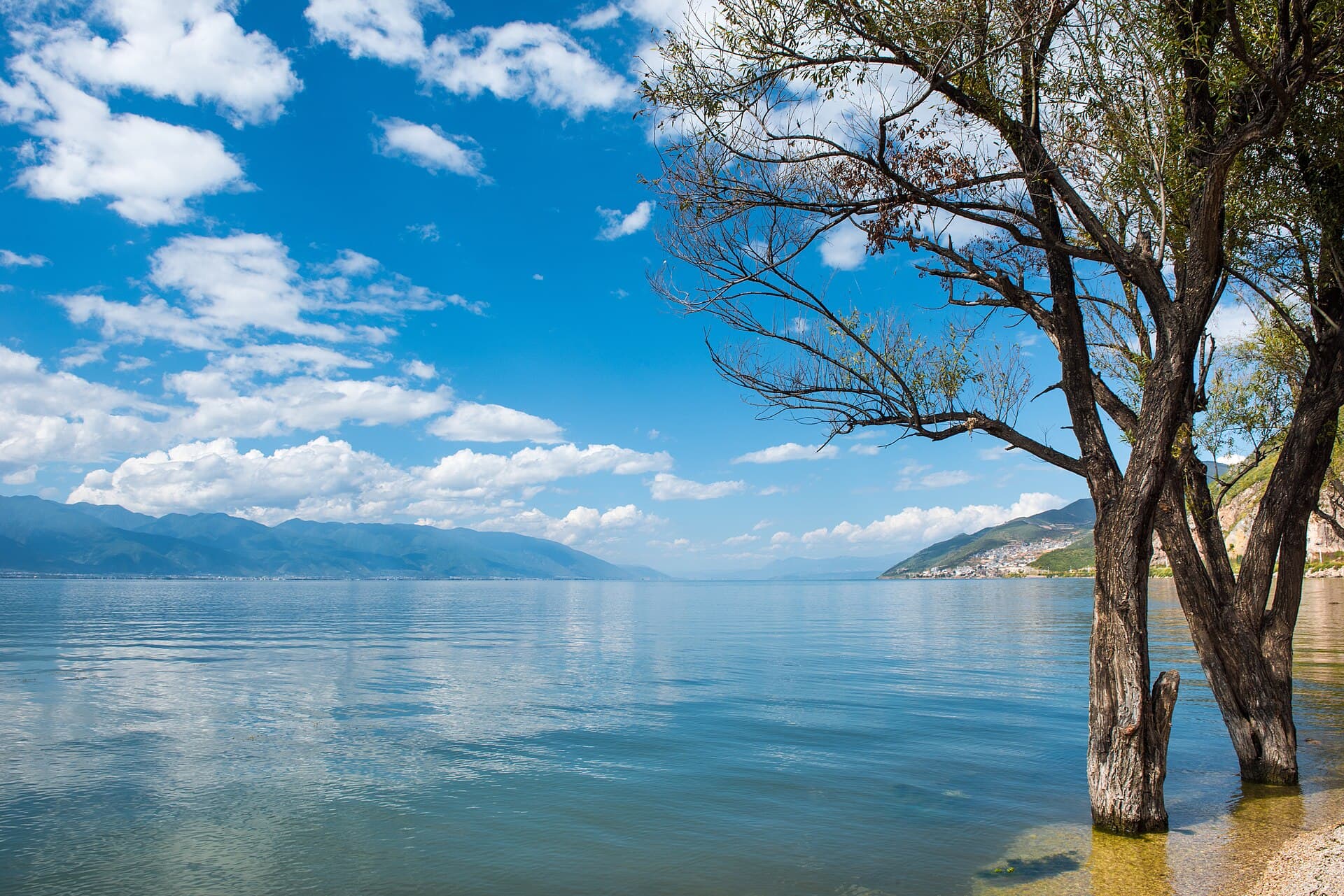 Erhai Lake and mountain scenery near Dali in Yunnan