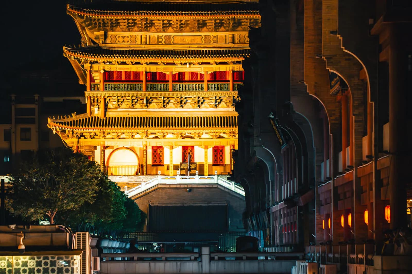 Datang Everbright City illuminated at night in Xi'an