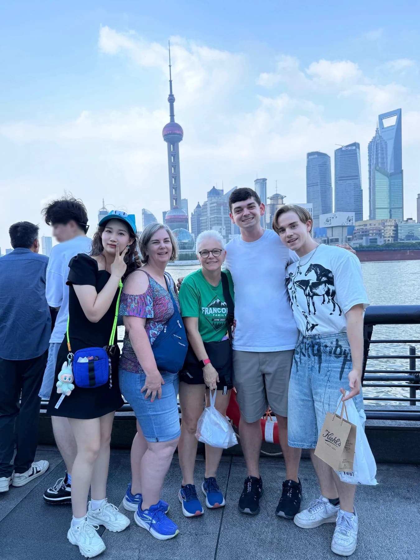 A family enjoying the Shanghai waterfront during a private China trip