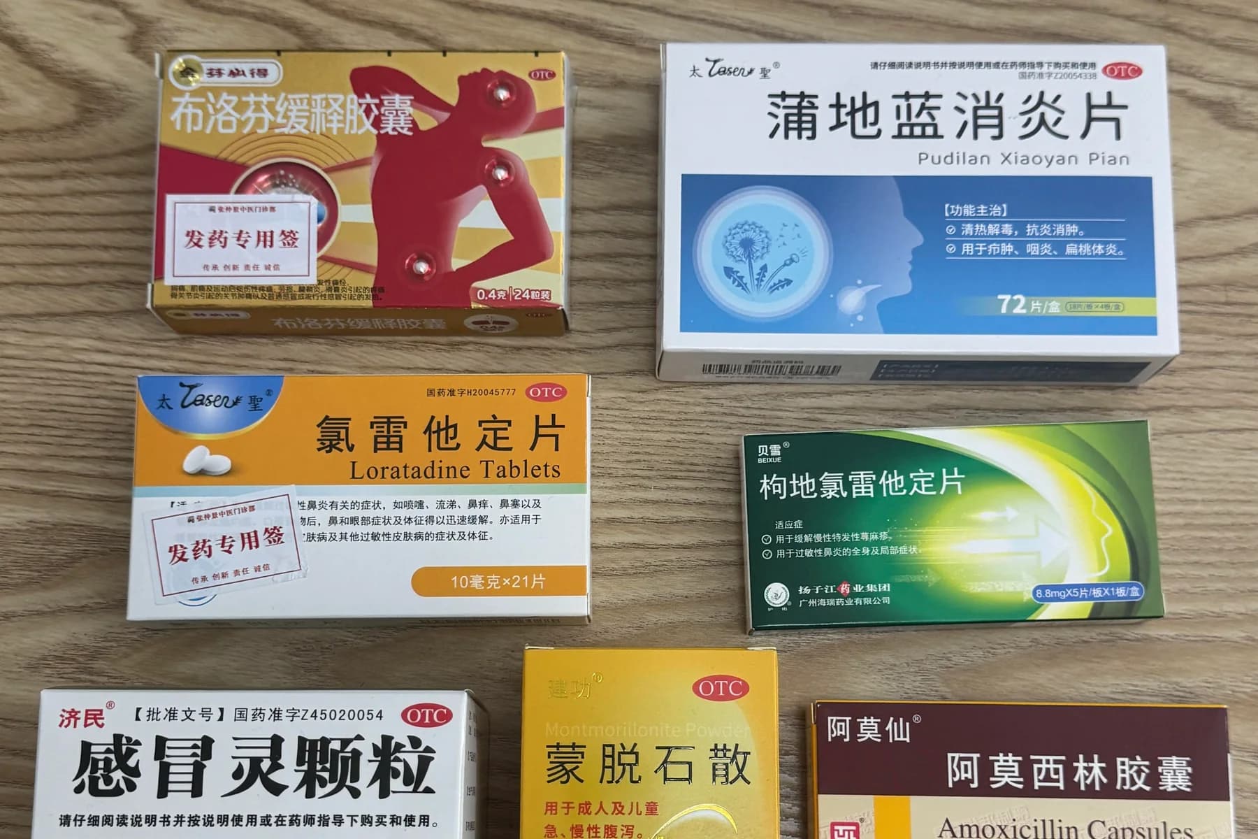 Several medicines kept in their labeled original packaging for travel