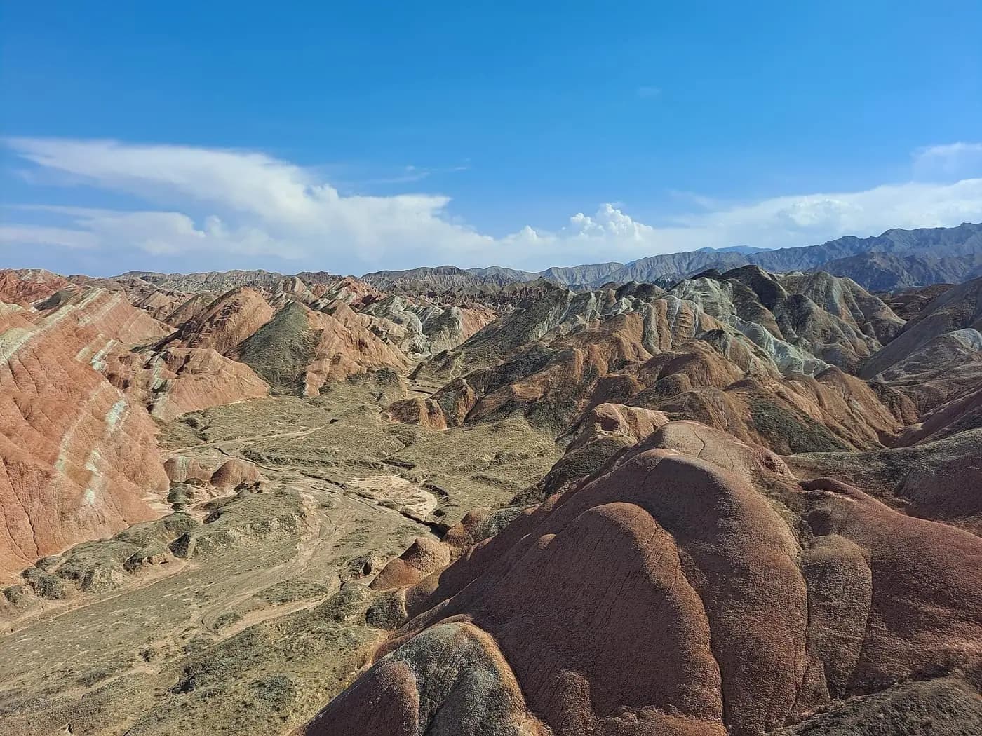 Zhangye National Geopark rainbow landforms in clear light