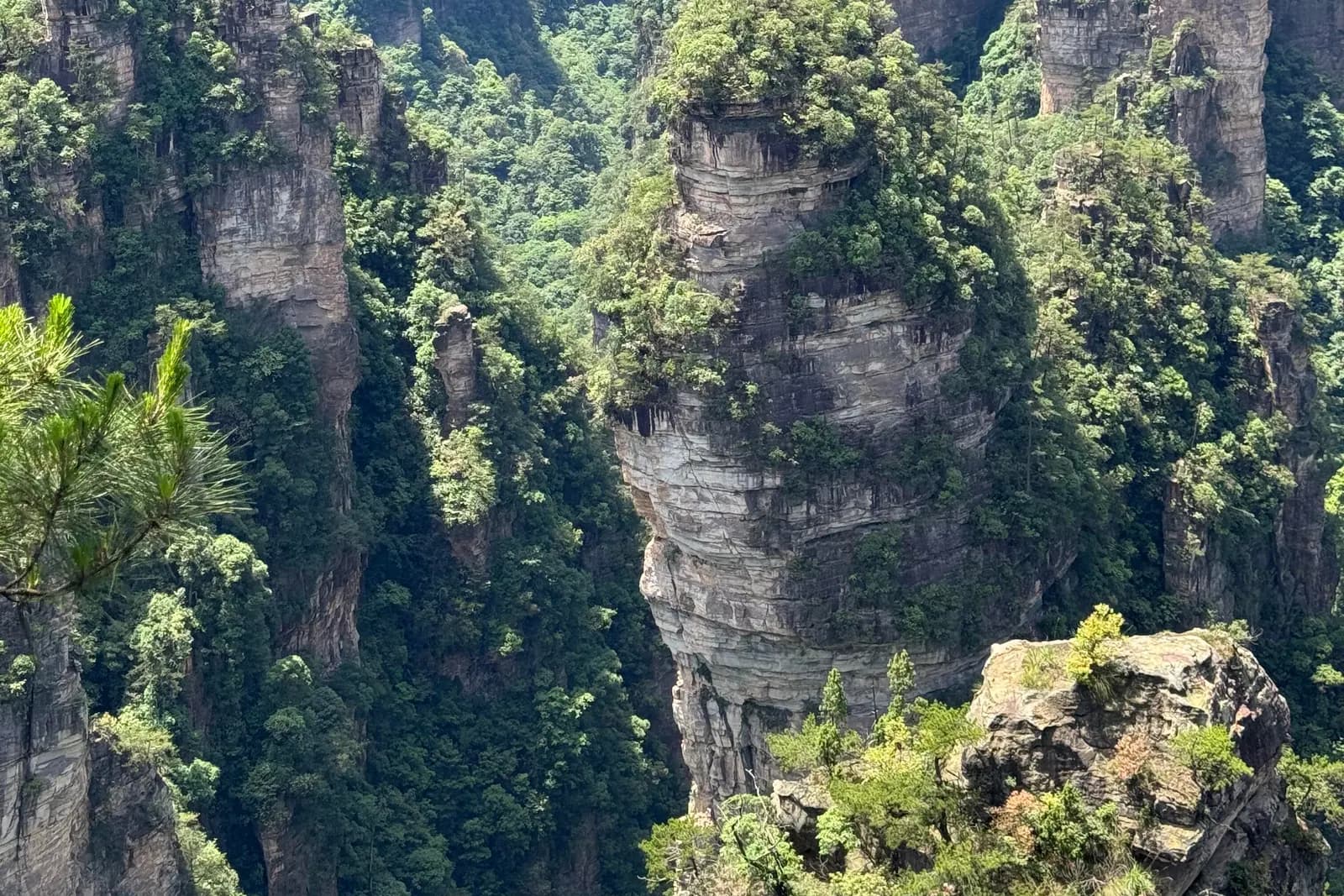 Yuanjiajie's cliff-edge viewpoints on a clear day